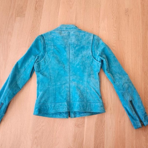 Le Chateau blue leather coat XS - Picture 2 of 5